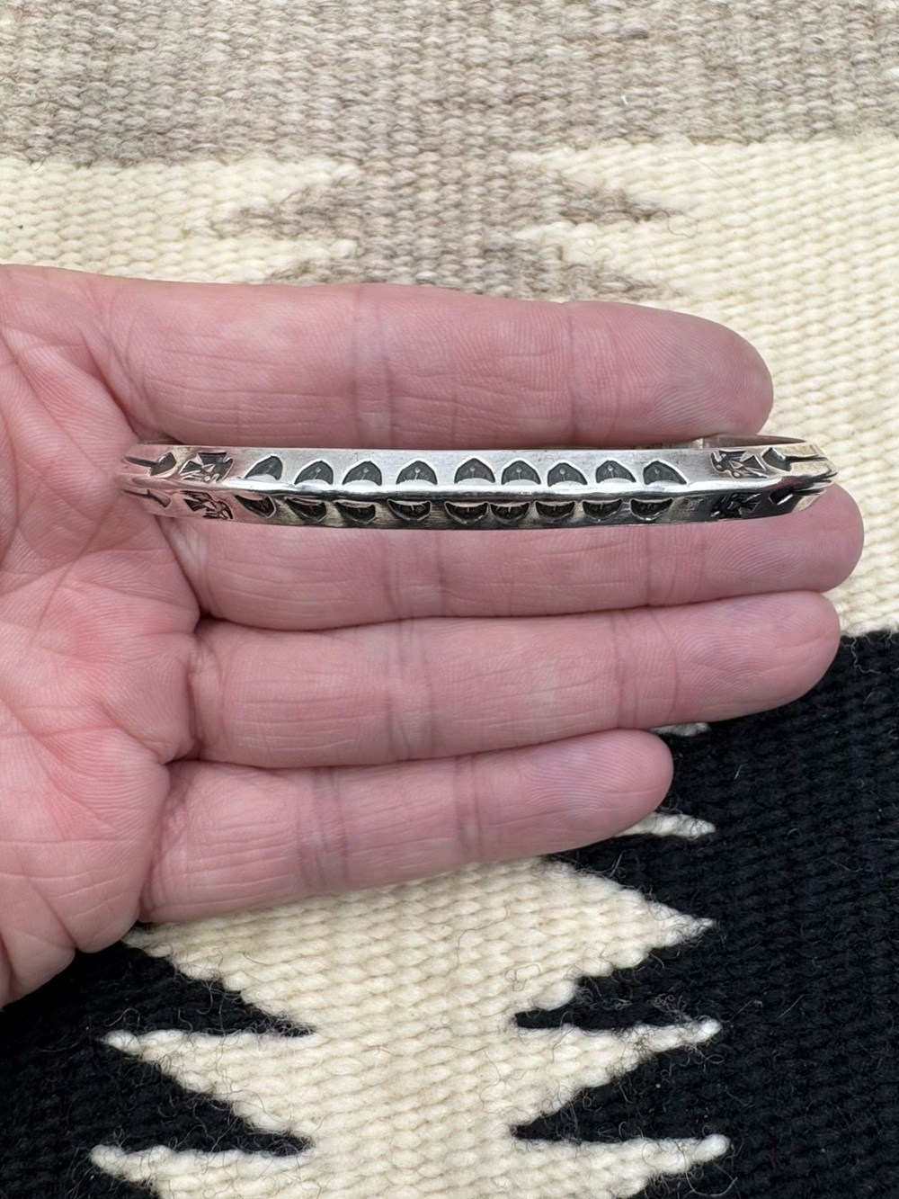 Fred Harvey Era Native American Sterling Silver Thunderbird Arrow Cuff 6.75"